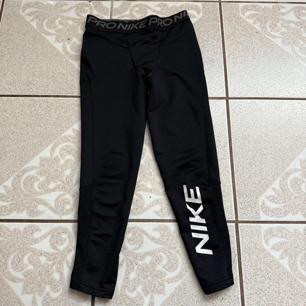 Nike Pro Warm Graphic Tight Boy's Size small Black Stretch